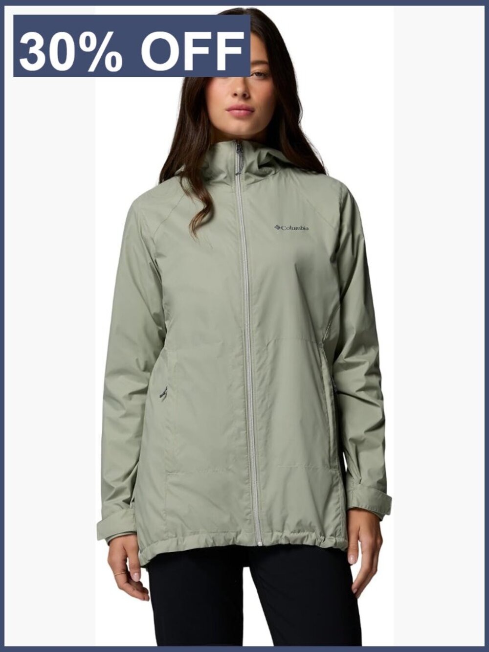 Women's Lined Rain Jacket Hooded Zip-Up Long Coat